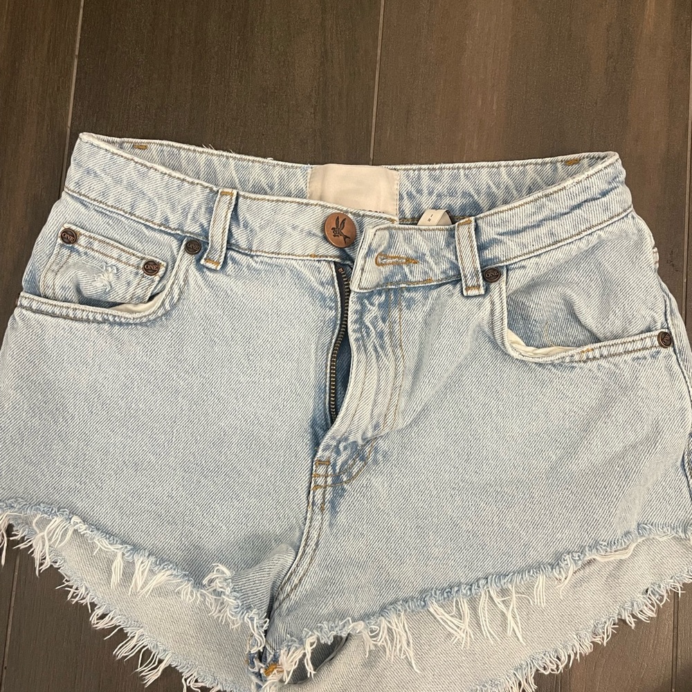 One Teaspoon Blue Jean Shorts Distressed Cut-Off